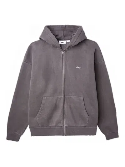 Obey Zip-up Hoodie In Gray