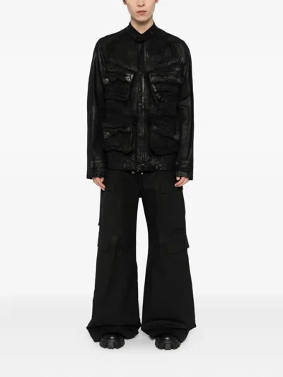 Julius Distressed Denim Jacket In Black