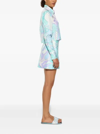 Pucci Orchidee-print Silk Shirt In Blue