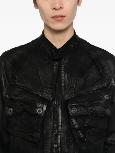 Julius Distressed Denim Jacket In Black