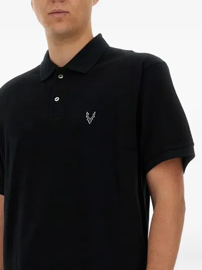 South2 West8 Embroidered Polo Shirt In Black
