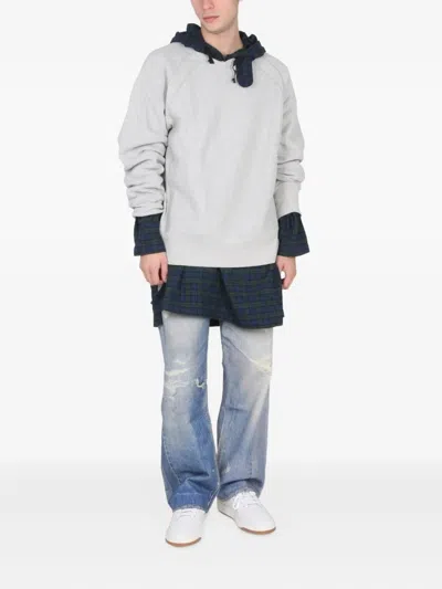 Engineered Garments Hooded Crewneck Sweatshirt Crossbar L Detail In Gray