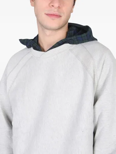 Engineered Garments Hooded Crewneck Sweatshirt Crossbar L Detail In Gray