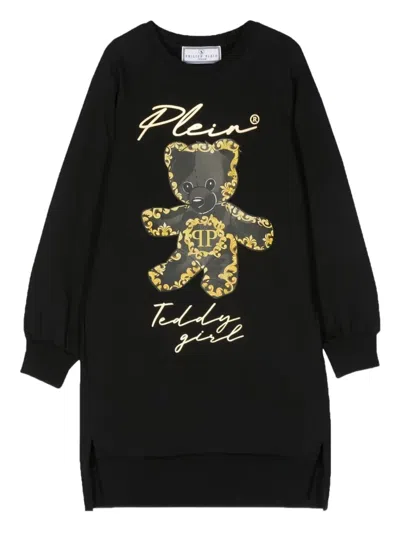 Philipp Plein Junior Teddy Long-sleeve Dress In Black