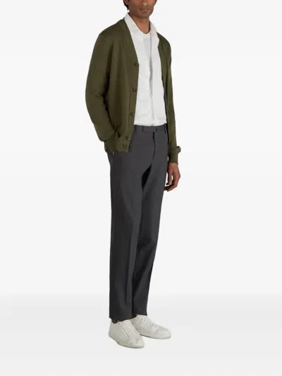 Incotex Wool Tapered Trousers In Black