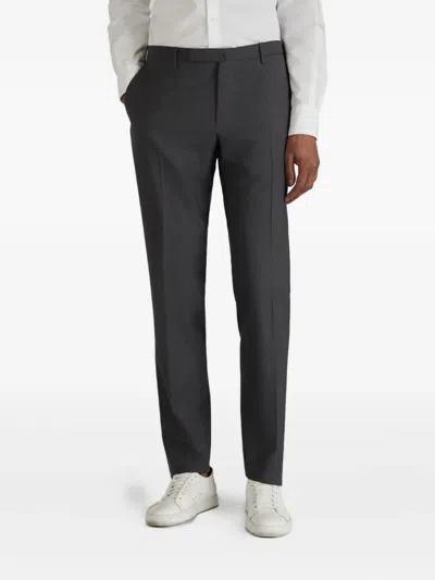 Incotex Wool Tapered Trousers In Black