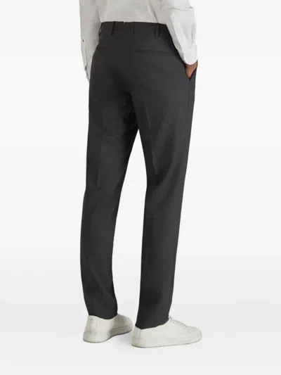 Incotex Wool Tapered Trousers In Black