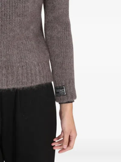 Raf Simons Mohair Crewneck Sweater In Gray