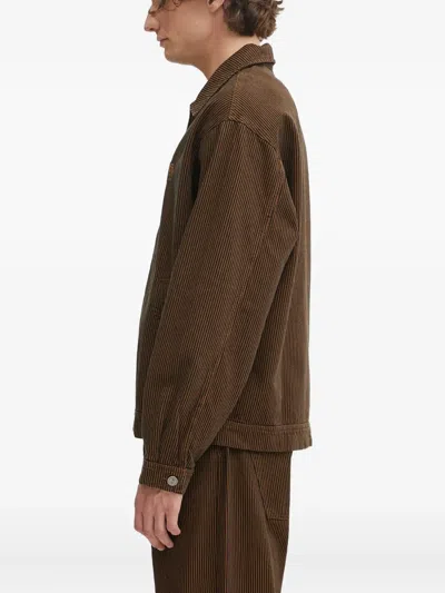 No Problemo Striped-pattern Zip Jacket In Brown