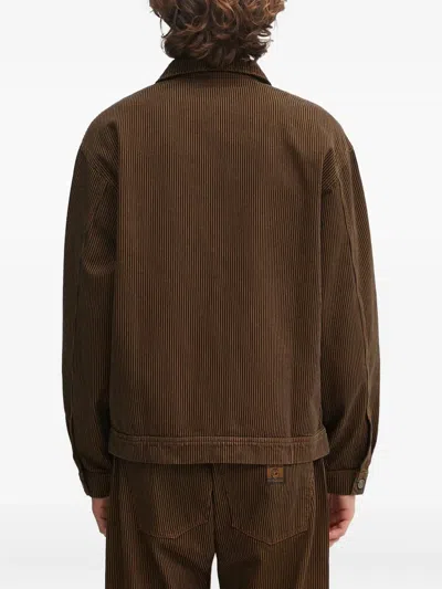 No Problemo Striped-pattern Zip Jacket In Brown