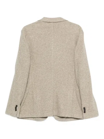 Liu •jo Herringbone Blazer In Neutral