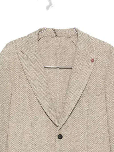 Liu •jo Herringbone Blazer In Neutral