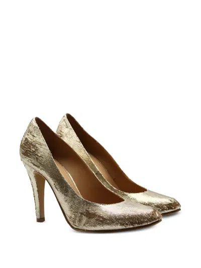 Maison Margiela Pump With Destroyed Effect Gold Lurex Fabric In Grey