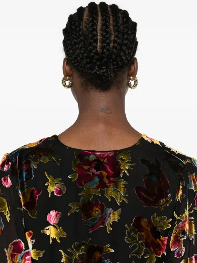 Rixo London Everlyn Floral Knot Top In Black