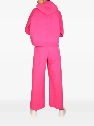 Mcq By Alexander Mcqueen Knitwear Hoodie With Drawstring And Embossed Pattern In Pink