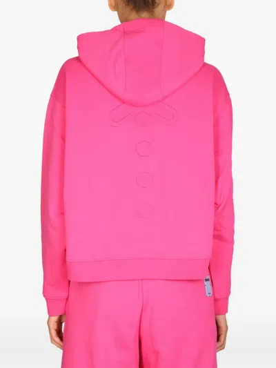 Mcq By Alexander Mcqueen Knitwear Hoodie With Drawstring And Embossed Pattern In Pink