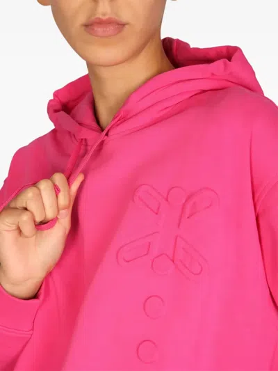 Mcq By Alexander Mcqueen Knitwear Hoodie With Drawstring And Embossed Pattern In Pink