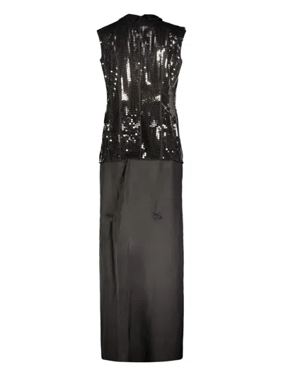 Junya Watanabe Sequinned Sleeveless Dress In Black