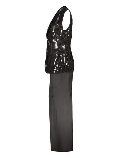 Junya Watanabe Sequinned Sleeveless Dress In Black