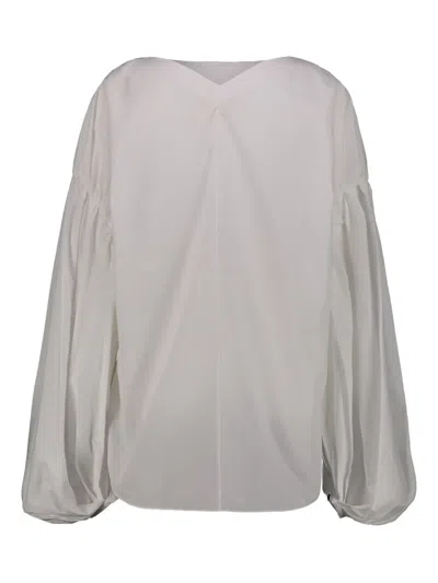 Khaite Quico Pleated-sleeves Blouse In White