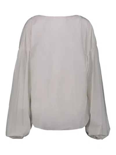 Khaite Quico Pleated-sleeves Blouse In White