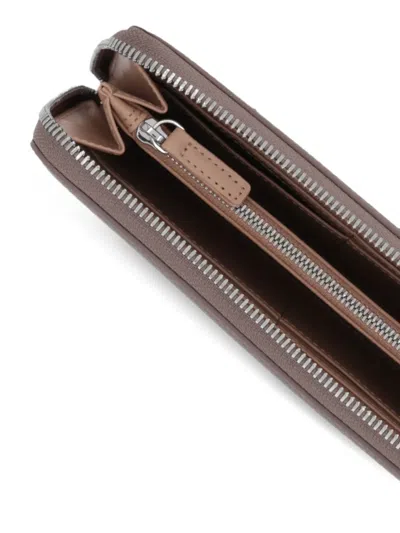 Emporio Armani Logo-lettering Zip-fastening Wallet In Brown
