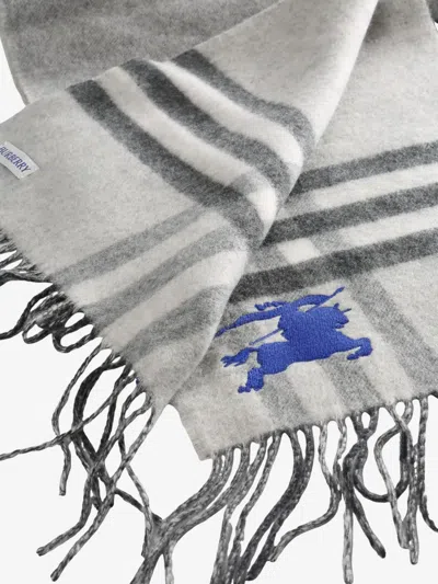 Burberry Reversible Ekd Check Cashmere Scarf In Gray
