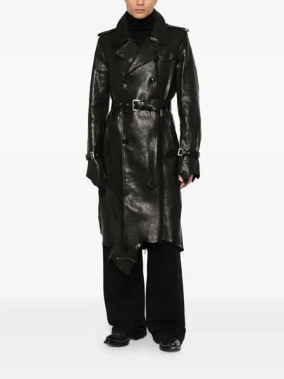Ann Demeulemeester Belted Double-breasted Coat In Brown