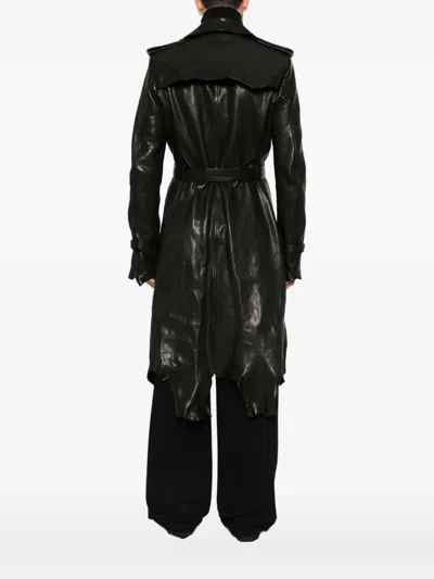 Ann Demeulemeester Belted Double-breasted Coat In Brown