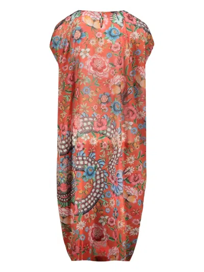 Junya Watanabe Midi Printed Tunic Dress In Multi