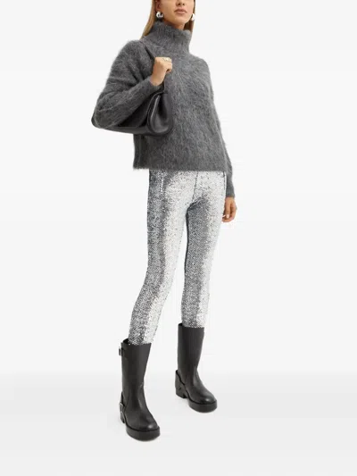 16arlington Sequin Split Trousers In Silver