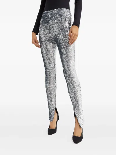 16arlington Sequin Split Trousers In Silver