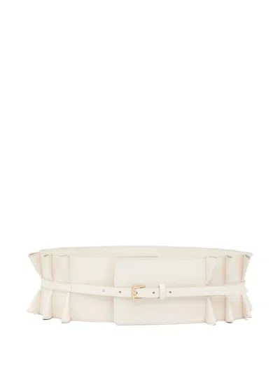 Zimmermann Ruffled Leather Belt In White
