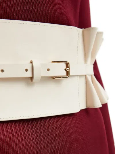 Zimmermann Ruffled Leather Belt In White