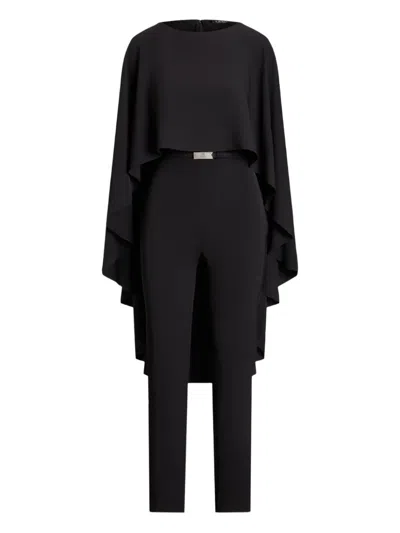 Ralph Lauren Belted Crew-neck Jumpsuit In Black