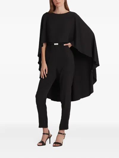 Ralph Lauren Belted Crew-neck Jumpsuit In Black
