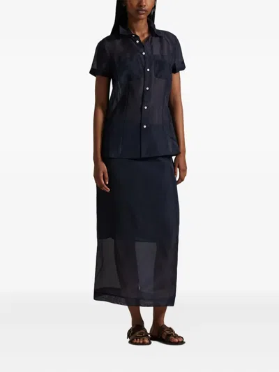 Polo Ralph Lauren Womens Atlantic Straight-fit High-rise Silk Midi Skirt In Blue