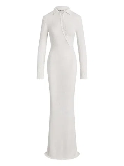 Aya Muse Helia Long-sleeve Button Maxi Dress In White