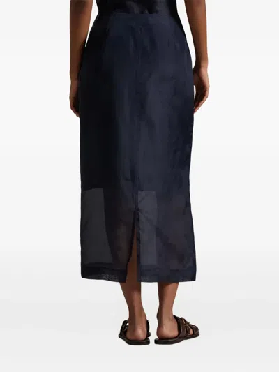 Polo Ralph Lauren Womens Atlantic Straight-fit High-rise Silk Midi Skirt In Blue