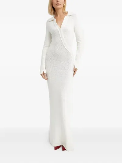 Aya Muse Helia Long-sleeve Button Maxi Dress In White