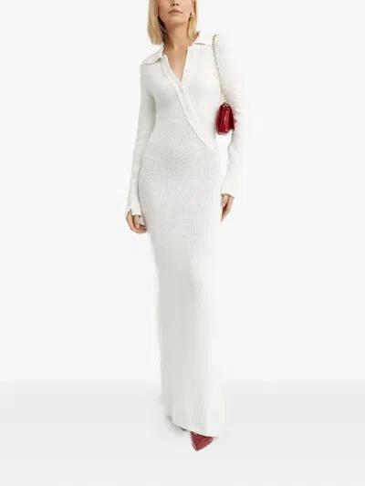 Aya Muse Helia Long-sleeve Button Maxi Dress In White