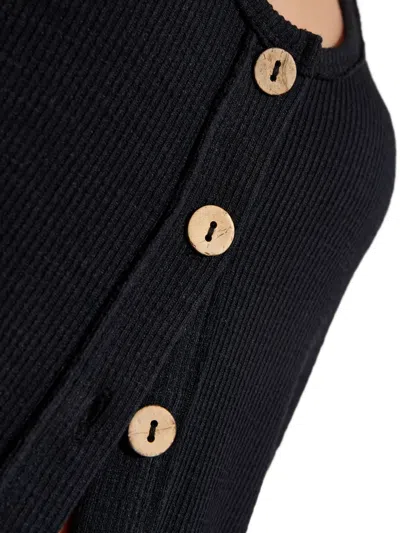 Free People Button Sleeveless Mini Dress In Black