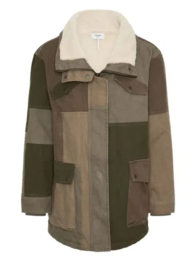 One Teaspoon Patchwork Collar Coat In Green