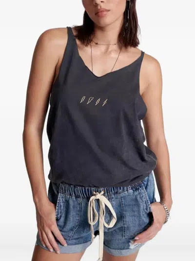 One Teaspoon Lightning-print Top In Gray