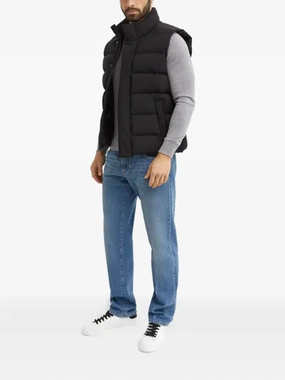 Fay High-neck Padded Gilet In Black