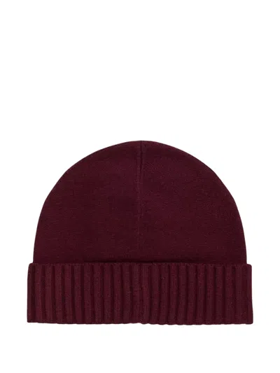 Ralph Lauren Ribbed Button Beanie Hat In Purple
