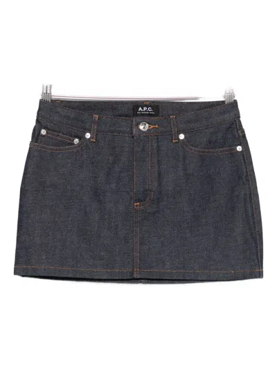 Apc Topstitched Mini Skirt In Blue