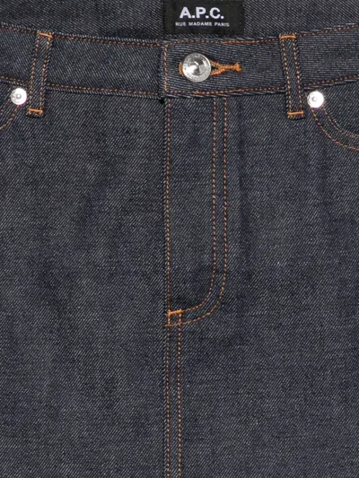 Apc Topstitched Mini Skirt In Blue