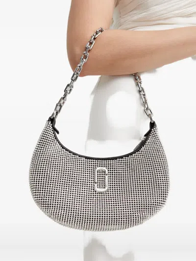 Marc Jacobs Small The Curve Crystal-embelishmend Logo-detail Shoulder Bag In Silver