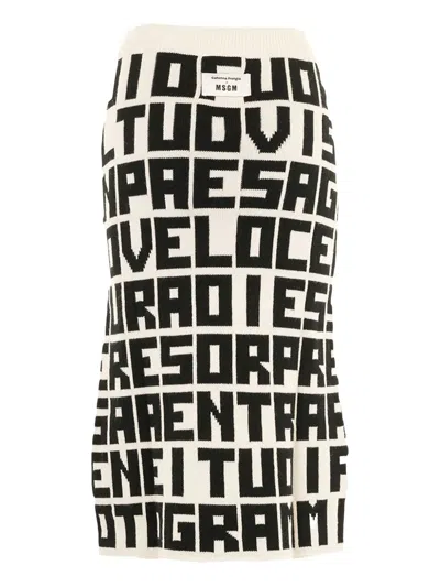 Msgm X Caterina Frongia Lettered Midi Skirt In White
